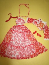 351) ALTES FEINES BARBIE KLEID+JACKE MIT GENUINE LABEL MATTEL 80er+ALTE SCHUHE