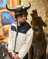 Chopper Helm mit Hörnern Biker Helmet Brille Bulzeye Gr. L  Born to be ride