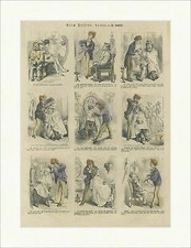 Beim Friseur Schlitt Barbier Rasur Schere Perücke Coloriert Holzstich E 22225