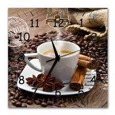 BM Wanduhr 30 cm x 30 cm  leises Uhrwerk Funkuhrwerk Küchenuhr Kaffee 9364-1a SZ