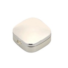 Pillendose Metall silber eckig