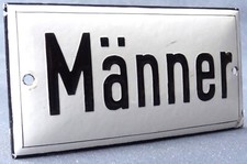 Hinweisschild Emailschild Männer Umkleide WC Toilette weiß-schwarz gewölbt 12x6