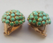 Türkis-Ohrringe Clip Gold 585/ 14k Handgefertigt kein Schmelzgold 7,28 Gramm top