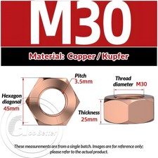 T2 Kupfer Sechskantmuttern DIN
