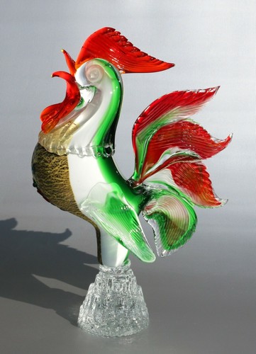 Murano glasfigur bunter hahn - murano,,