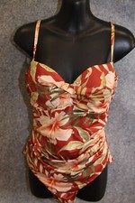 BADEANZUG SCHWIMMANZUG GRÖSSE 42 BRAUN MIT BLUMENMUSTER BÜGEL SCHAUMSTOFF H&M