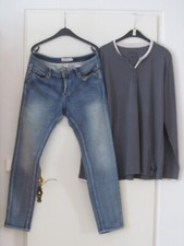 Damen 2 Teiler :  Stretchjeans : Gr. M + Langarmshirt Gr. L