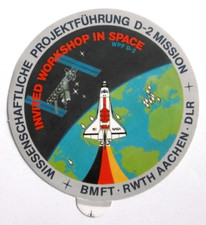 Werbe-Aufkleber D-2 Mission Spacelab NASA BMFT RWTH Aachen DLR Space-Shuttle