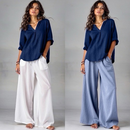 Damen wide leg luftige hose - damen,