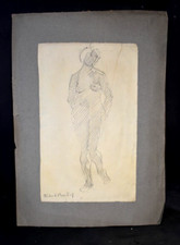 Antik Zeichnung Bleistift Akt