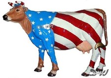 KUH COW USA DESIGN lebensgroß Deko Garten Tier Figur FAHNE AMERIKA KULT Kunst