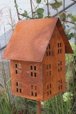 Edelrost Haus am Stab Windlicht Gartendeko 148cm rostige Gartendekoration