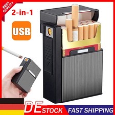 Mini Metall Zigarettenetui Zigarettenschachtel mit Feuerzeug Zigarettenbox USB