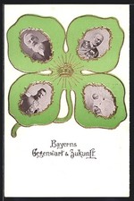 AK Prinzregent Luitpold mit Familie in einem Kleeblatt dargestellt 