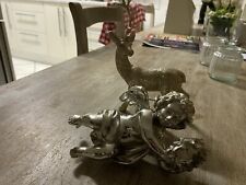 weihnachtsdeko Elch und Engel Kunststoff silbern