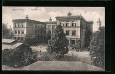 Jessnitz i. Anh., Gesamtansicht der neuen Schule, Ansichtskarte 1916 