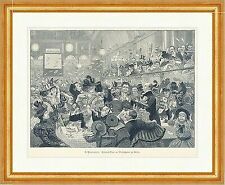 E. Rosenstand. Sylvester Feier im Wintergarten Berlin Holzstich E 8811 Gerahmt