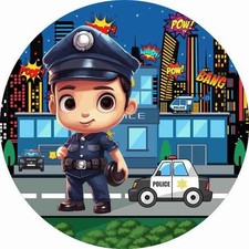 Polizei Polizist Essbar Zuckermasse Tortenbild Tortenaufleger + 4 Muffin