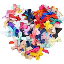 Mini Satinband Schleifen, 100 Stück, 4 cm, Mehrfarbig, Bastel, Hochzeitsdeko