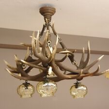 Geweihlampe Rothirsch Stangen Deckenlampe 4 flammig Länge 130 cm