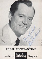 EDDIE CONSTANTINE Original Autogramm signierte Postkarte Portrait Sam Levin 50er
