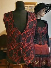 bordeaux Ornament Weste Western UniqueGothic Mittelalter Vampir Herren Steampunk