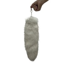 40cm Flauschiger Kunstfell-Fuchsschwanz-Schlüsselanhänger für Taschen und Autos