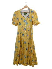 Chiemseer Trachtenkleid Dirndl Damen Blumenmuster Gelb Gr. 40 L