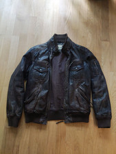 Herren Lederjacke Lamm-Nappa dunkelbraun, Stehkragen, Bomber/Biker, M
