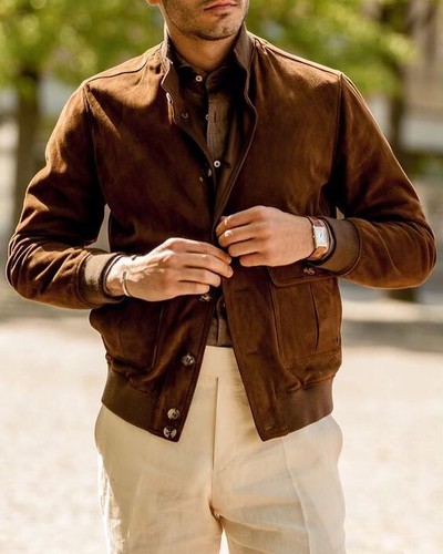 Braune wildleder lederjacke - braune,