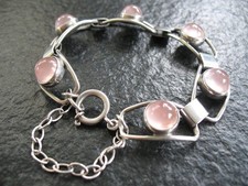 Armband Silber 835 Georg Kramer Nr. 7 Vintage Design von ca. 1960 mit Rosenquarz