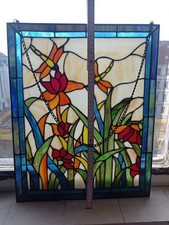 Tiffany glas blumen herz - tiffany, blumen,