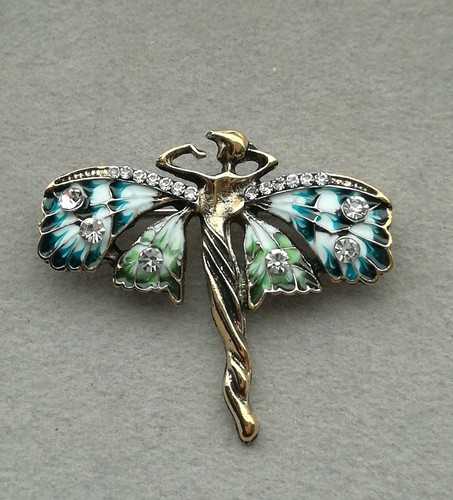 Jugendstil brosche nymphe gold - jugendstil,
