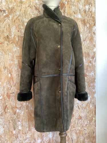 Wollfellmantel grün - 38, 42