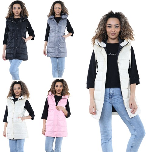 Damen puffer kapuzenweste - puffer, 3/4