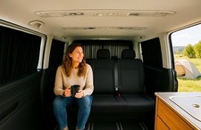 VW T5 T6 Multivan einlagig Schwarz Gardinen Set *5 Fenster* & Fahrerhausabtr.