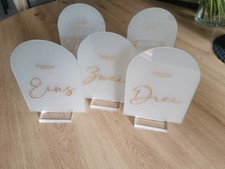 5er-Set Acryl-Tischnummern Hochzeit Gold Transparent Aufsteller
