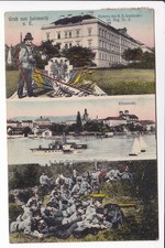 BÖHMEN , GRUSS AUS LEITMERITZ , KASERNE , LITOMERICE ca1898