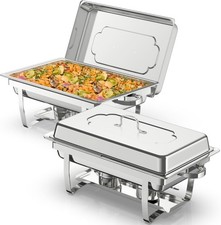 2x 9L Edelstahl Chafing Dish Buffet Set Speisenwärmer für Catering & Partys