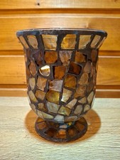 Vase aus Glas - braun - Glas-Mosaik - Kerzenglas - neuwertig