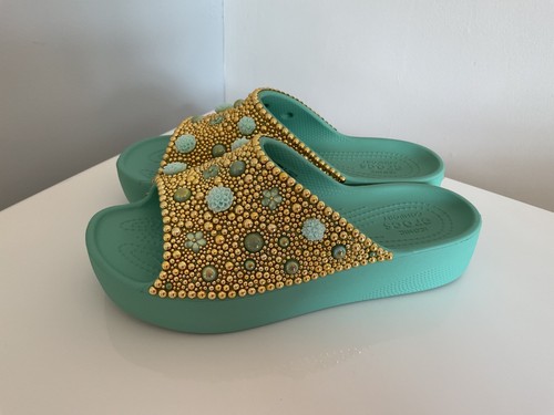 Grün gold crocs - sliders, gr