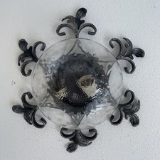 sehr schöne ältere  Wand-Deckenlampe Mit Glashaube Schmiedeeisen Ca 35 Cm Außen