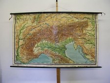 schöne Schulwandkarte Alpenländer 179x109cm ~1940 vintage wall map alpine states
