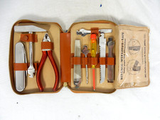 Schönes 9 -teiliges vintage BERONIX Haan Rhld.  Reise Werkzeug Set im Lederetui