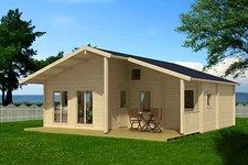 70 mm Ferienhaus 800x750 cm + Terrasse Gartenhaus Blockhaus Holzhaus Holz Neu
