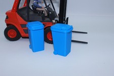 2x Mülltonne blau 1:14 für Landschaft oder Diorama NEU Papiertonne