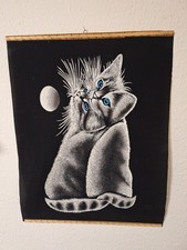 Katzen Katze Wandbild Bild Aus Stoff Leuchtet Im Dunklen Glitzer Leinwand 