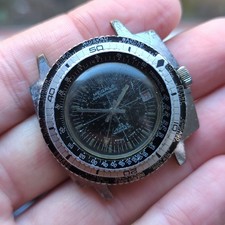 Megalo Vintage Diver World Time Herrenuhr zum Restaurieren (J39)