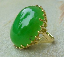 STATEMENT VINTAGE Ring mit imposantem Jade Cabochon in 585 Gold (Punze)