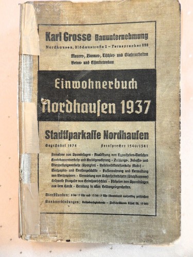 Einwohnerbuch nordhausen 1937 - einwohnerbuch,